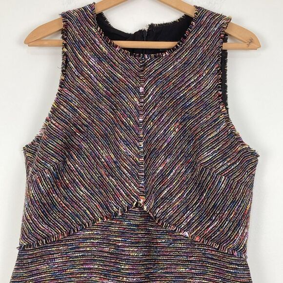 Sam Edelman Women's 12 Dress Sleeveless Black Rainbow Tweed Shift Workwear - Picture 2 of 8